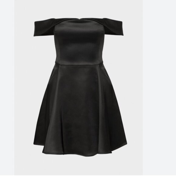 Aritzia Ten by Babaton Aphrodite Satin Dress Off Shoulder Black Size 8 - Picture 6 of 10